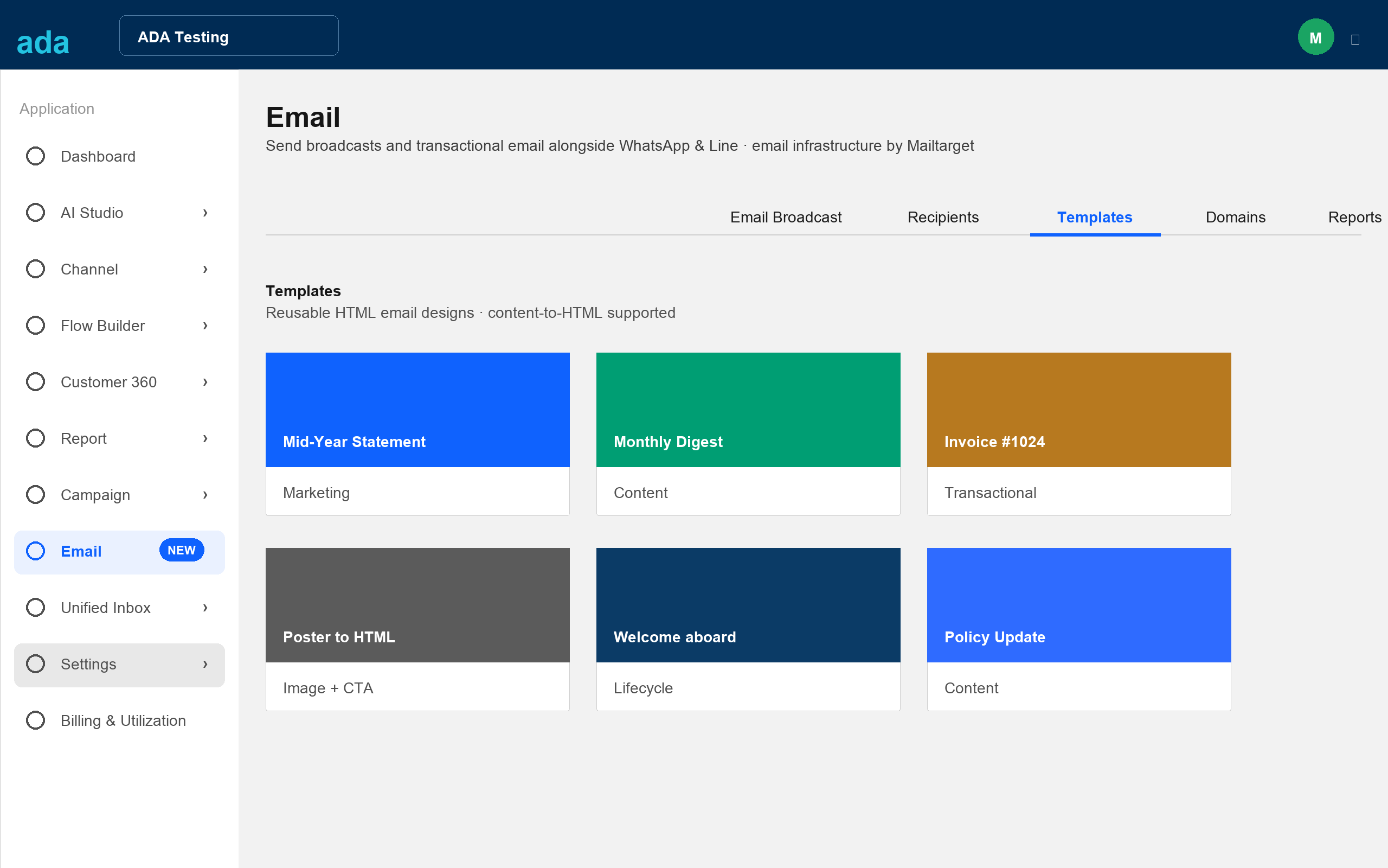 Templates tab